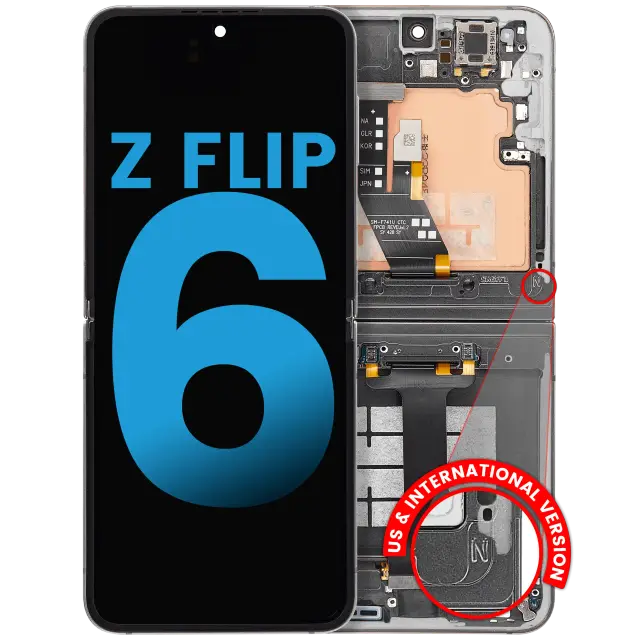 Écran OLED intérieur avec châssis pour Samsung Galaxy Z Flip 6 5G (F741) (version US & internationale, compatible, Silver Shadow)