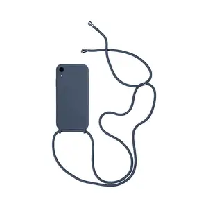 Coque Silicone avec Cordon Apple iPhone X/iPhone XS (12) Bleu Marine