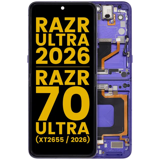 Écran OLED avec châssis pour Motorola Razr Ultra 2026 / Razr 70 Ultra (XT2655 / 2026) (reconditionné, Orient Blue)