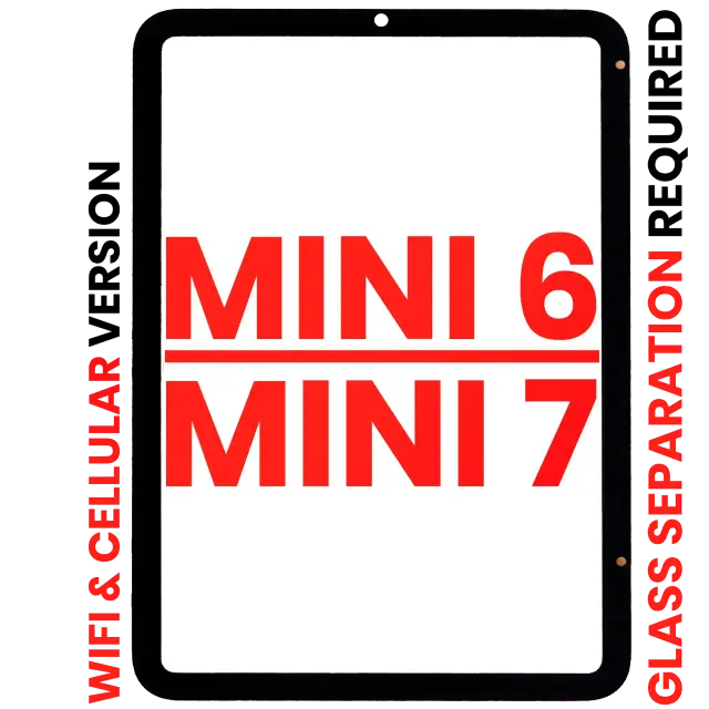 Vitre tactile pour Apple iPad Mini 6 (2021) / Mini 7 (2024) (WiFi / Cellular, OCA préinstallé, séparation de la vitre requise, compatible premium, toutes couleurs)
