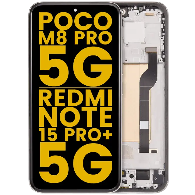 Écran OLED avec châssis pour Xiaomi Poco M8 Pro 5G / Redmi Note 15 Pro+ 5G (reconditionné, Mocha Brown)