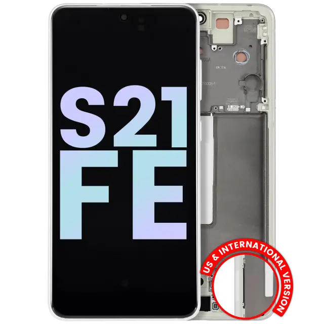 Écran OLED avec châssis pour Samsung Galaxy S21 FE 5G (version US & internationale, pack service origine, Olive Green)