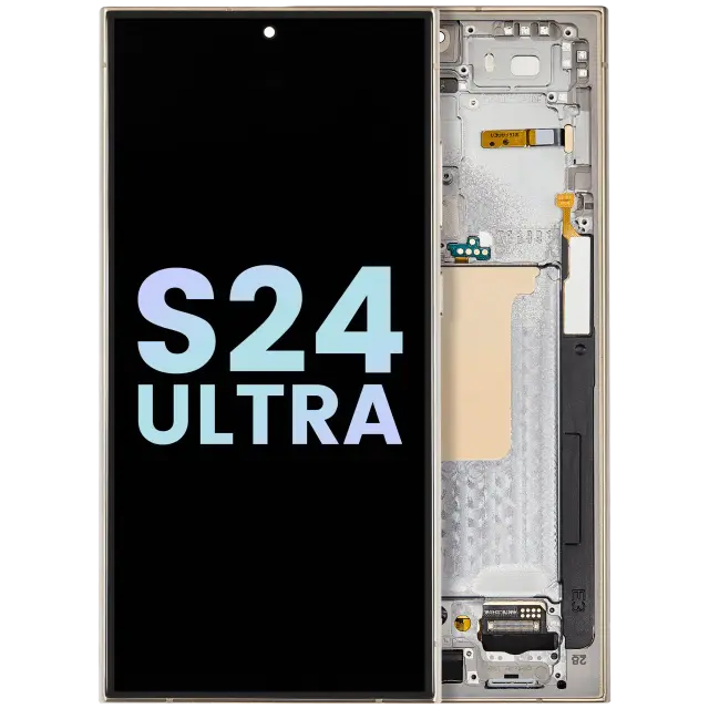 Écran OLED avec châssis pour Samsung Galaxy S24 Ultra (pack service origine, Titanium Yellow)