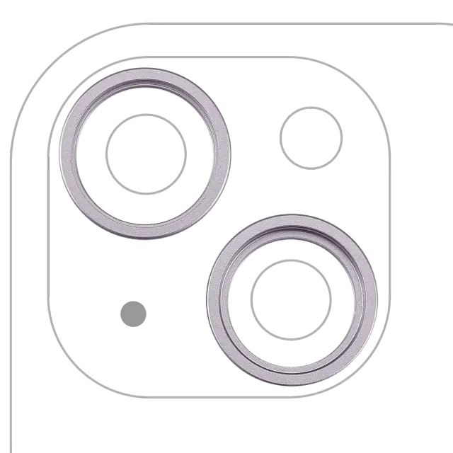 Anneau de contour de caméra arrière pour Apple iPhone 14 / 14 Plus (lot de 2, violet, lot de 10)