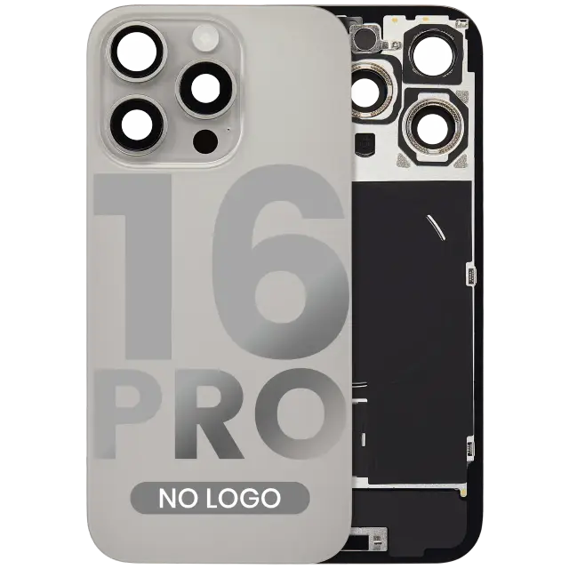 Vitre arrière pour Apple iPhone 16 Pro (sans logo, compatible, titane naturel) — réf. 107082113898