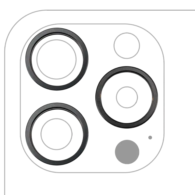 Anneau de contour de caméra arrière pour Apple iPhone 15 Pro Max (titane noir, lot de 3)