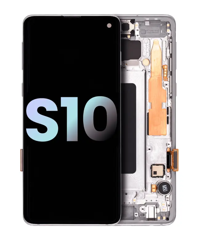 Écran OLED avec châssis pour Samsung Galaxy S10 (pack service origine, Prism White)