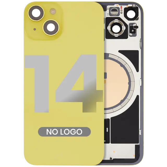 Vitre arrière pour Apple iPhone 14 (compatible, jaune, sans logo)