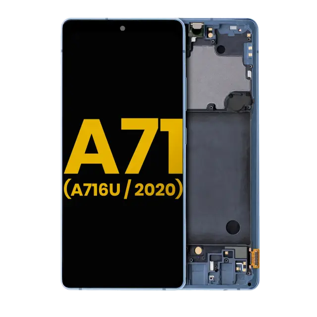 Écran OLED avec châssis pour Samsung Galaxy A71 5G (A716U / 2020) (reconditionné, Prism Cube Blue)