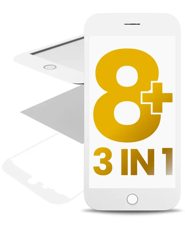 Vitre d’écran avec OCA pour Apple iPhone 8 Plus (OCA Master, blanc, lot de 2)