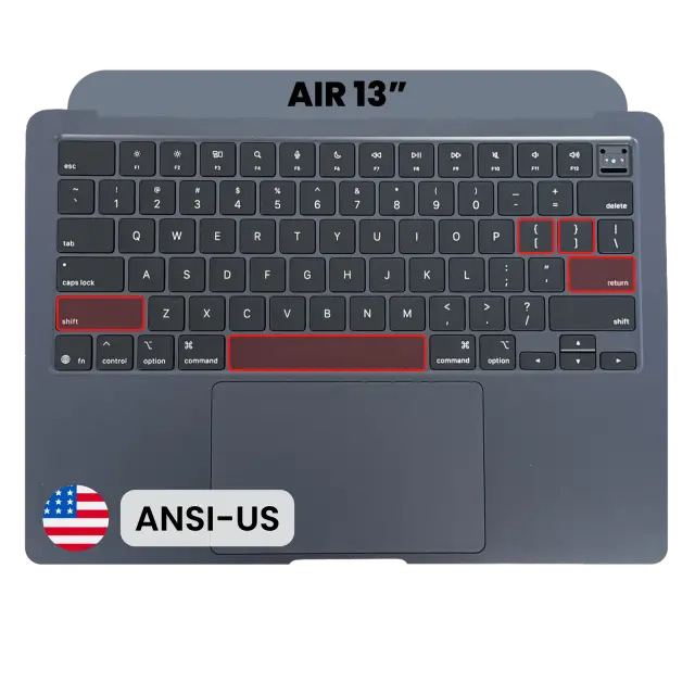 Châssis supérieur avec clavier ANSI US pour Apple MacBook Air 13" A3240 (2025) (origine, minuit)