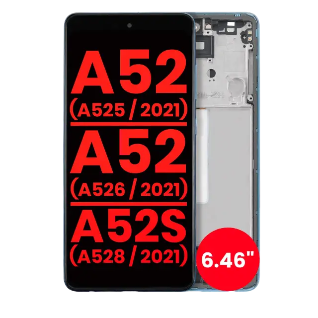 Écran OLED avec châssis pour Samsung Galaxy A52 4G (A525 / 2021) / A52 5G (A526 / 2021) / A52S 5G (A528 / 2021) (6.46") (compatible premium, Awesome Blue)