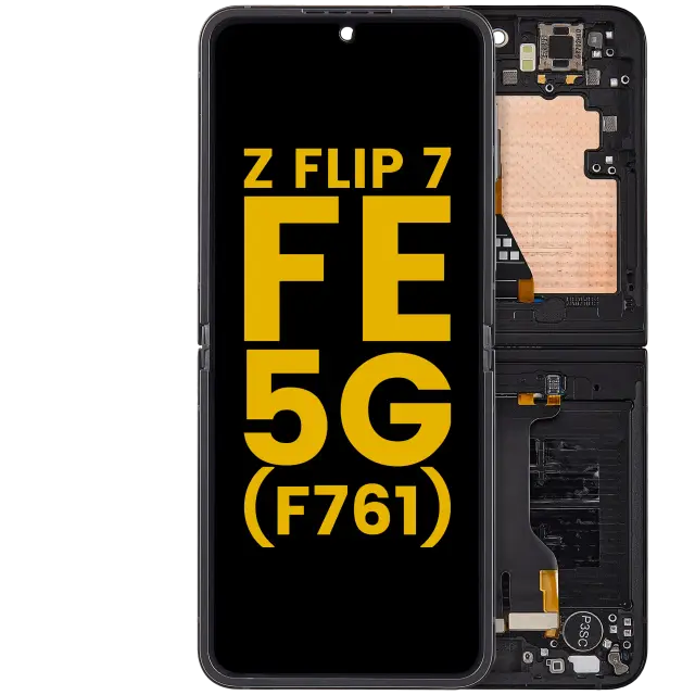 Écran OLED intérieur avec châssis pour Samsung Galaxy Z Flip 7 FE 5G (F761) (version US & internationale, reconditionné, noir)