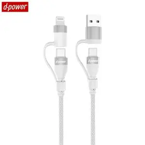 Câble Data Multi d-power F3007 4 en 1 Nylon 1m Blanc