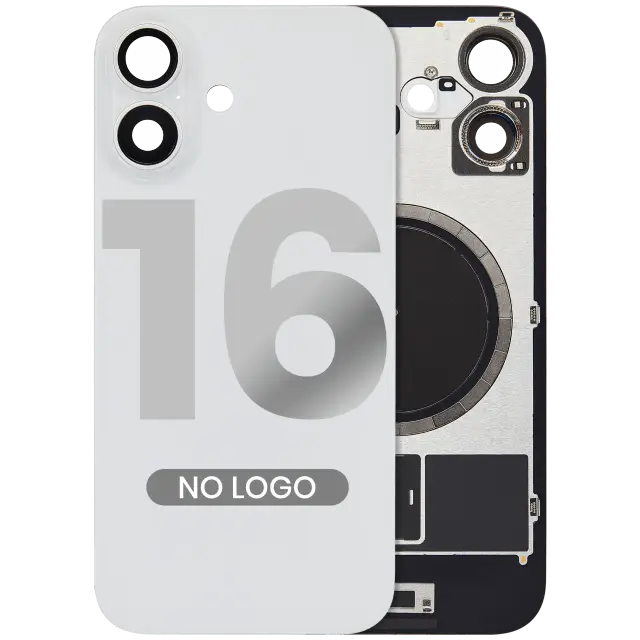 Vitre arrière pour Apple iPhone 16 (sans logo, compatible, blanc)