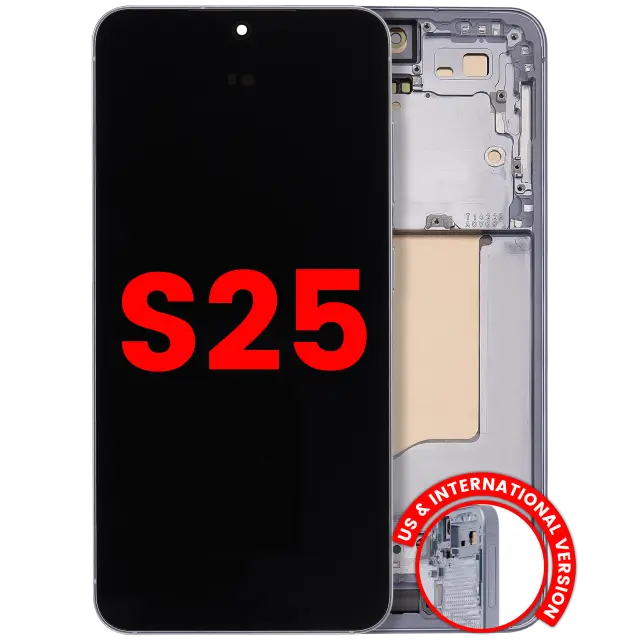 Écran OLED avec châssis pour Samsung Galaxy S25 5G (version US & internationale, compatible premium, Icy Blue)