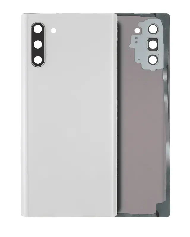 Vitre arrière pour Samsung Galaxy Note 10 (sans logo, compatible premium, Aura White)