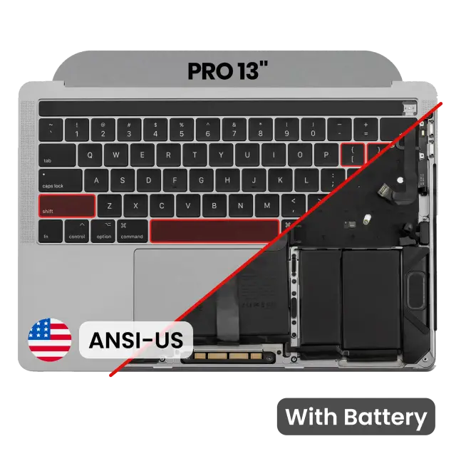 Châssis supérieur avec batterie et clavier ANSI US pour Apple MacBook Pro 13" A1989 (2018-2019) (origine neuve, gris sidéral)