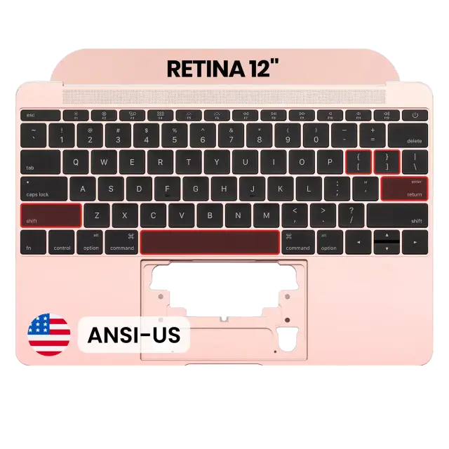 Châssis supérieur avec clavier ANSI US et microphone pour Apple MacBook 12" A1534 (2016-2017) (OEM New, or rose)
