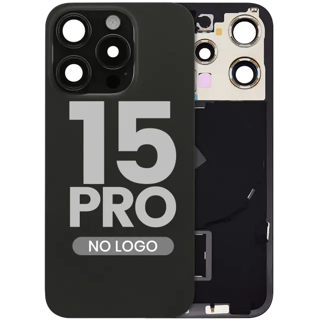Vitre arrière pour Apple iPhone 15 Pro (sans logo, compatible, titane noir) — réf. 107082130568