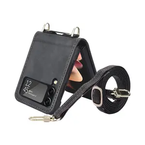 Housse de Protection Samsung Galaxy Z Flip 4 5G F721 avec Lanière Noir
