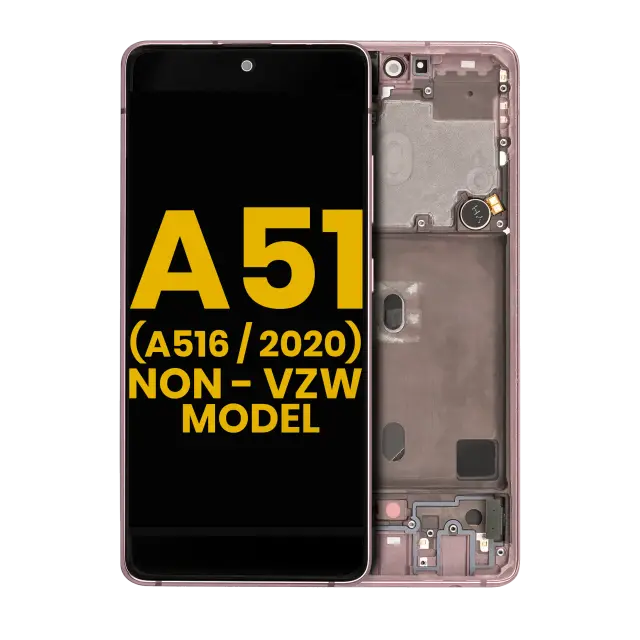 Écran OLED avec châssis pour Samsung Galaxy A51 5G (A516 / 2020) (Non-Verizon 5G UW Frame) (reconditionné, Prism Cube Pink)