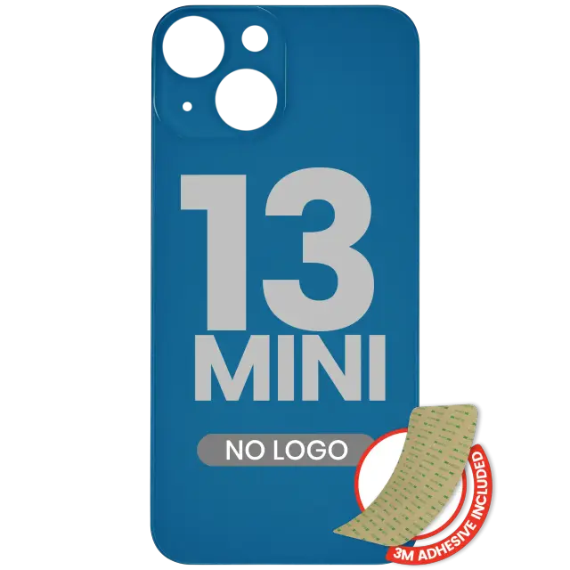 Vitre arrière pour Apple iPhone 13 Mini (No Logo / Large Camera Hole, bleu)