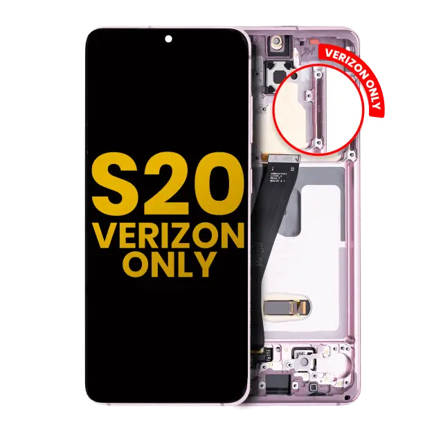 Écran OLED avec châssis pour Samsung Galaxy S20 5G (Verizon 5G UW Frame Only) (reconditionné, Cloud Pink)