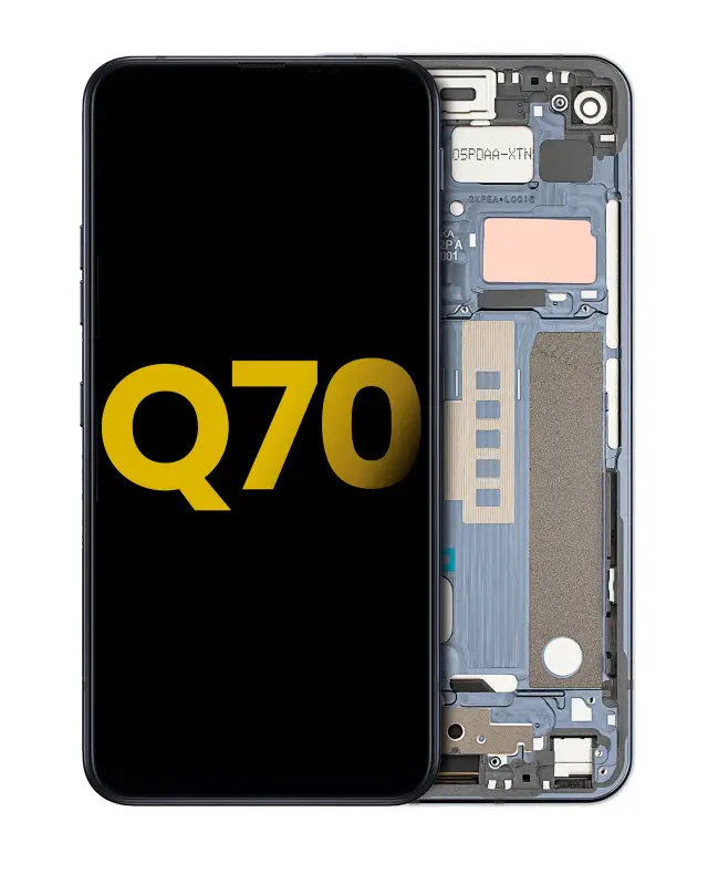 Écran LCD avec châssis pour LG Q70 (reconditionné, Mirror Black)