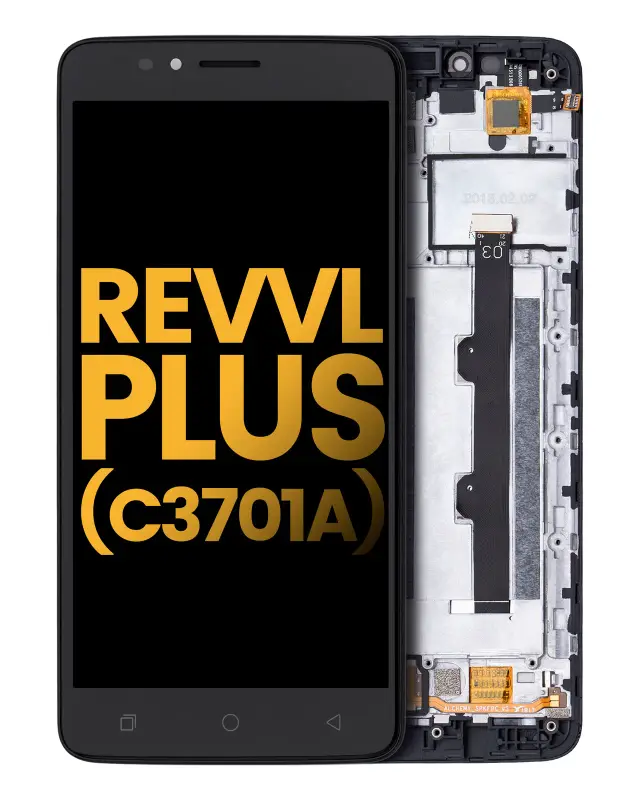 Écran LCD avec châssis pour Revvl T-Mobile Revvl Plus (C3701A) (reconditionné, noir)