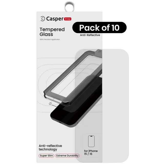Verre trempé pour Apple iPhone 15 / 16 (lot de 10, AR Clear)