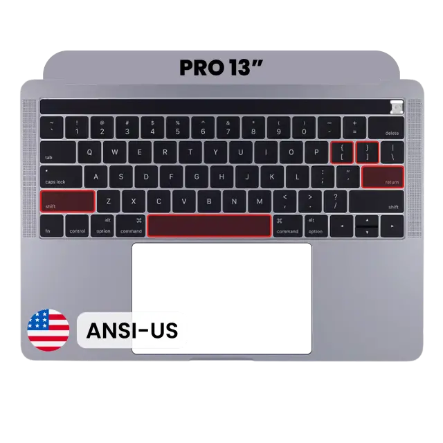 Châssis supérieur avec clavier ANSI US pour Apple MacBook Pro 13" A1989 (2018-2019) (origine d'occasion, gris sidéral)