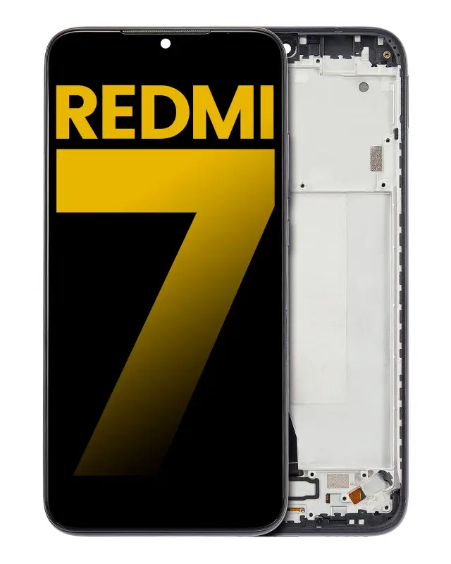 Écran LCD avec châssis pour Xiaomi Redmi 7 (reconditionné, Eclipse Black)