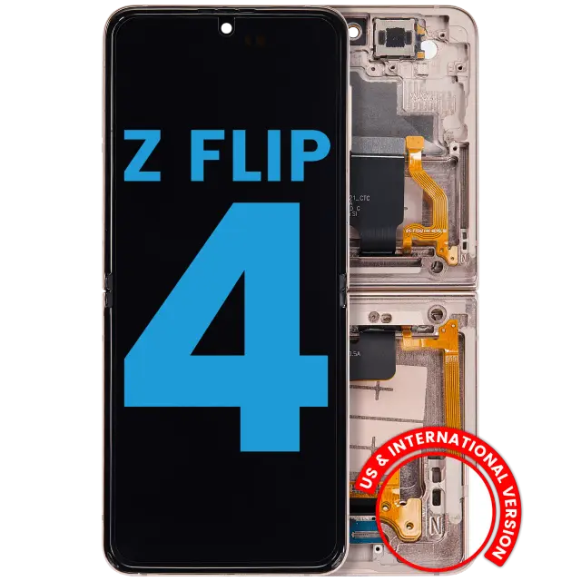 Écran OLED intérieur avec châssis pour Samsung Galaxy Z Flip 4 5G (F721) (version US & internationale, compatible, Pink Gold)
