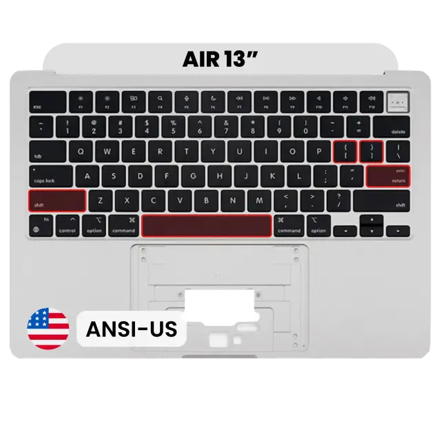 Châssis supérieur avec clavier ANSI US pour Apple MacBook Air 13" A2681 (2022) (origine d'occasion, argent)