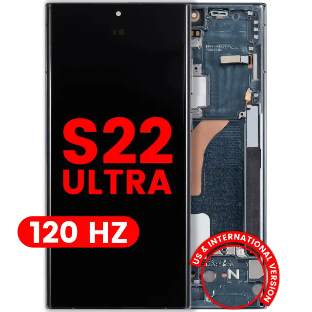 Écran OLED avec châssis pour Samsung Galaxy S22 Ultra 5G (version US & internationale, compatible premium, 120 Hz, vert)