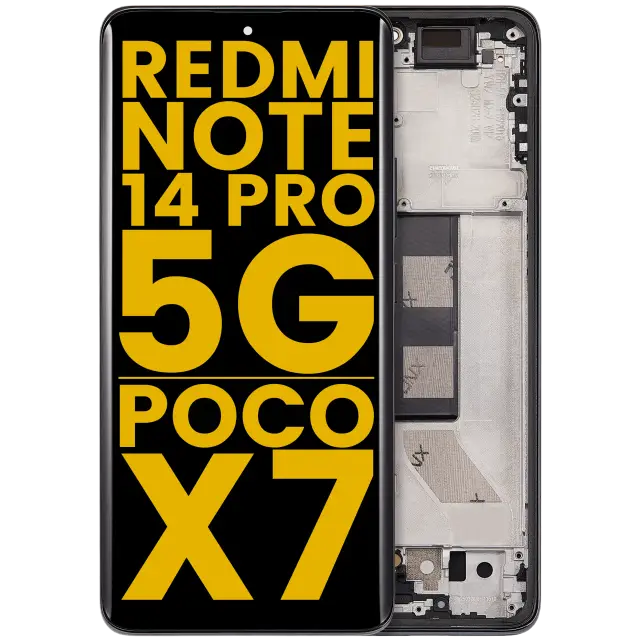 Écran OLED avec châssis pour Xiaomi Redmi Note 14 Pro 5G / Xiaomi Poco X7 (reconditionné, noir minuit)