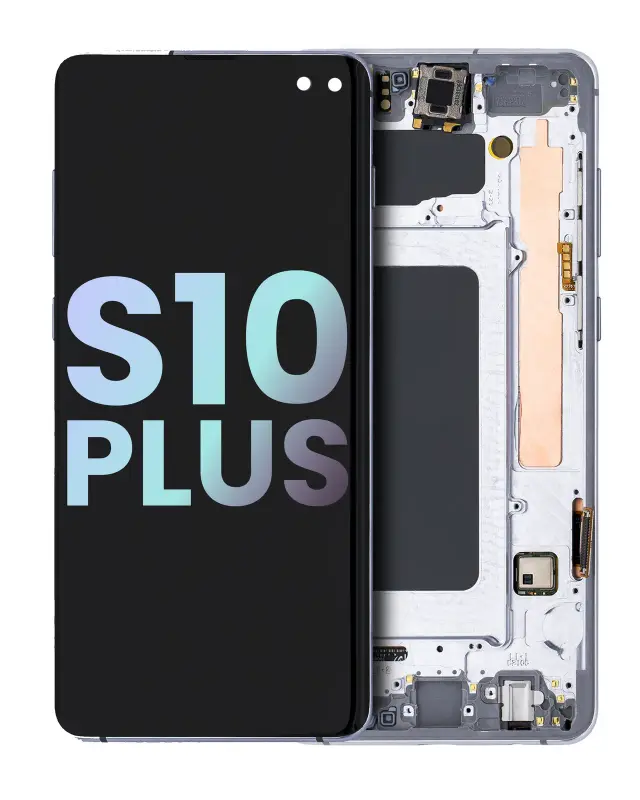 Écran OLED avec châssis pour Samsung Galaxy S10 Plus (pack service origine, Prism White)