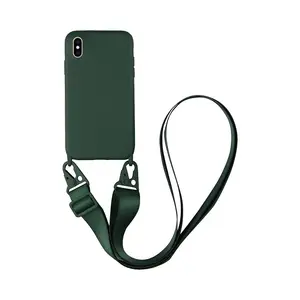 Coque Silicone avec Bandoulière Apple iPhone XS Max (#9) Vert Foncé