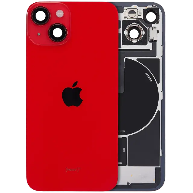 Vitre arrière avec MagSafe, NFC et nappe flash pour Apple iPhone 14 (origine, rouge)