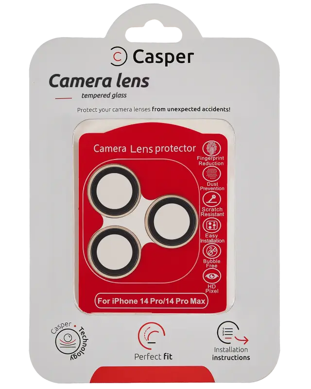Protection de lentilles de caméra pour Apple iPhone 14 Pro / 14 Pro Max (or, transparent)