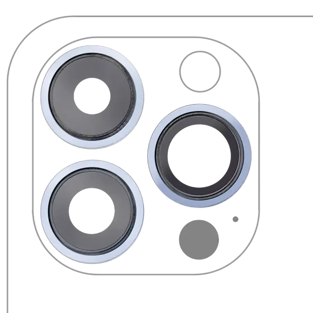 Lentille de caméra arrière avec support et anneau pour Apple iPhone 13 Pro / 13 Pro Max (compatible premium, Sierra Blue)