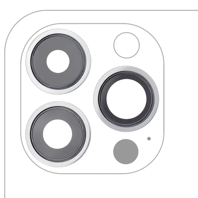 Lentille de caméra arrière avec support et anneau pour Apple iPhone 13 Pro / 13 Pro Max (Real Sapphire, premium, argent)