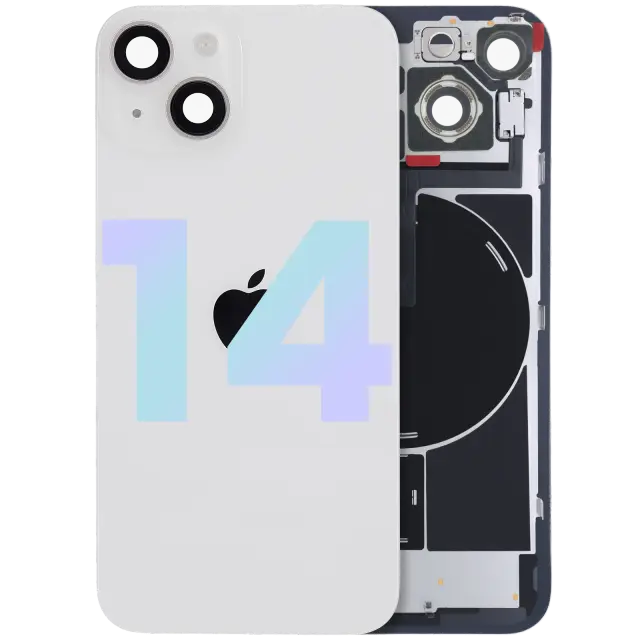 Vitre arrière avec MagSafe, NFC et nappe flash pour Apple iPhone 14 (origine, lumière stellaire)