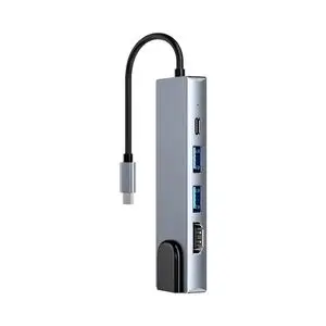 Hub USB-C (5-en-1) vers HDMI 4K + Ethernet RJ45 + USB-C + USB-A x2 - Gris