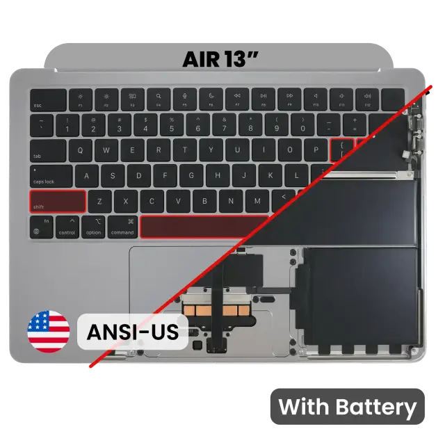 Châssis supérieur avec batterie et clavier ANSI US pour Apple MacBook Air 13" A3113 (2024) (origine d'occasion, gris sidéral)