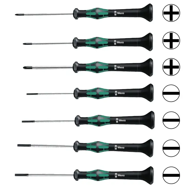 Jeu de 7 tournevis de précision Wera Kraftform Micro 2035 / 2050