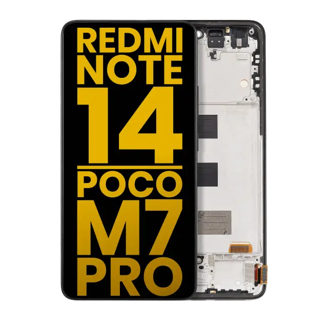 Écran OLED avec châssis pour Xiaomi Redmi Note 14 5G / Poco M7 Pro 5G (reconditionné, noir minuit)