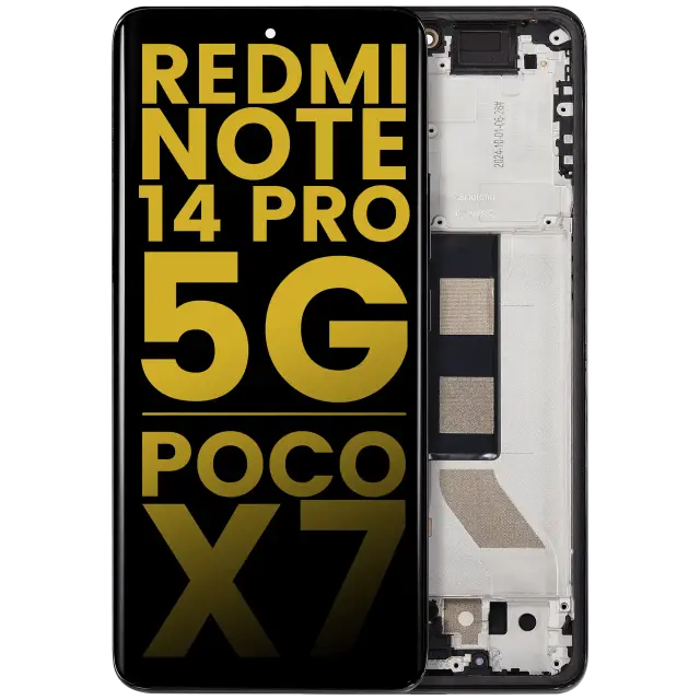 Écran OLED avec châssis pour Xiaomi Redmi Note 14 Pro 5G / Poco X7 (reconditionné, noir)