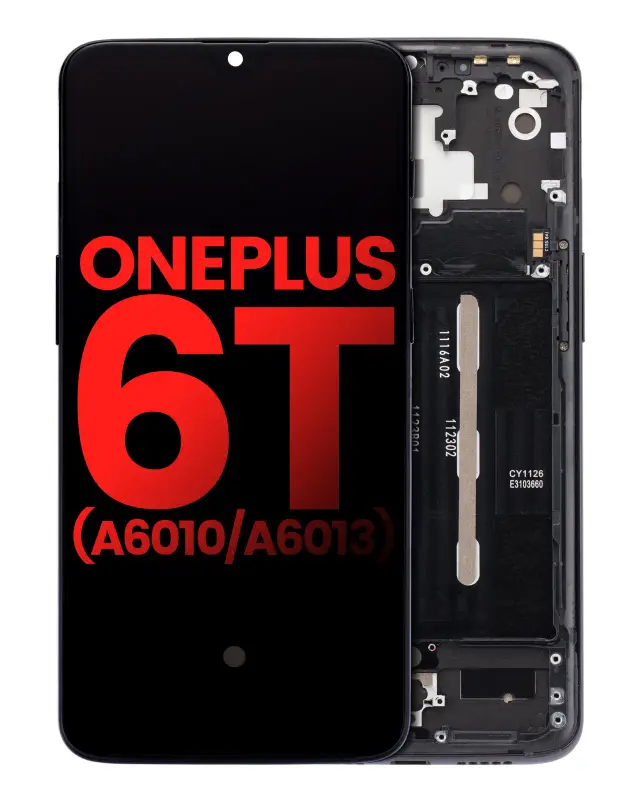 Écran OLED avec châssis pour OnePlus 6T (A6010 / A6013) (compatible premium, Mirror Black)
